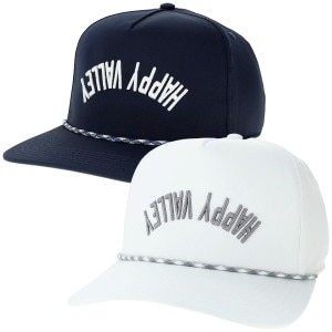 navy and white caddy hats with upside down stitched Happy Valley